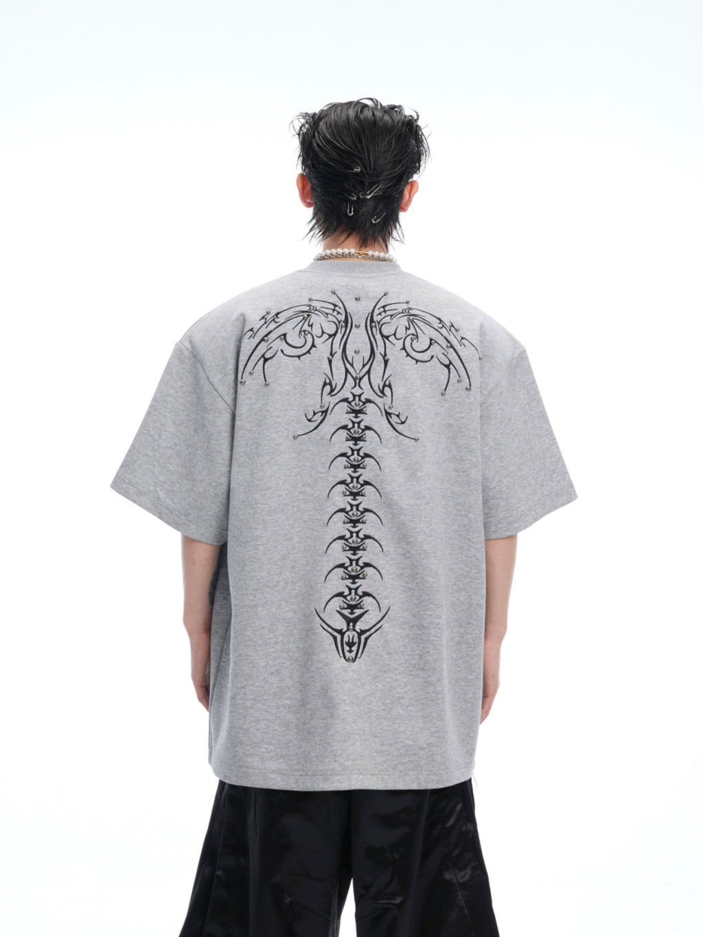 【25s Apr.】3D Spine Embroidered Oversized T-Shirt
