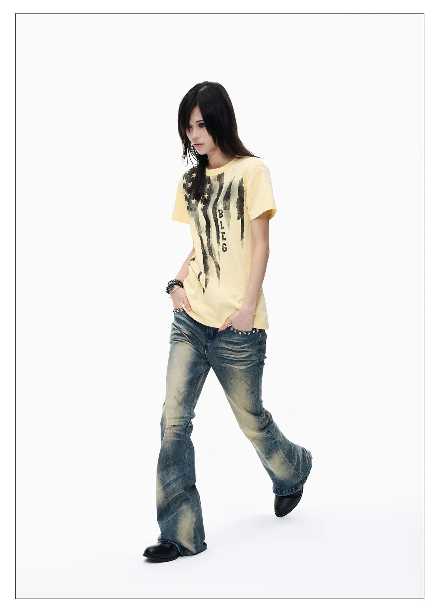 Washed Graffiti Cropped Tee