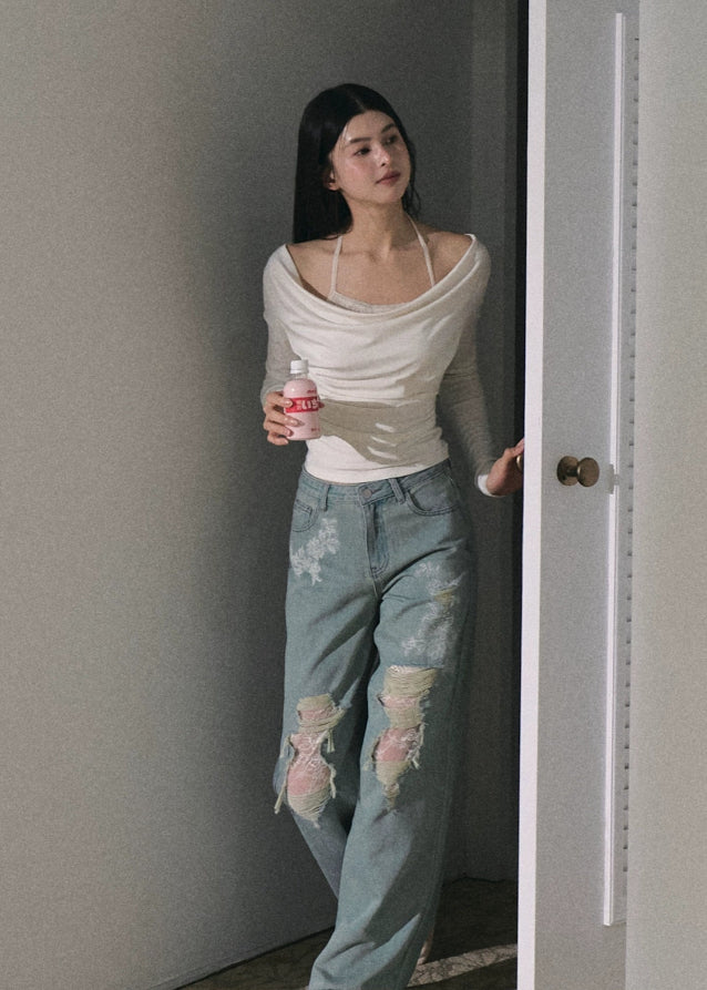 Lace Rebel Wide-Leg Jeans