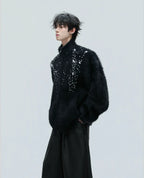 【25s Nov.】High-neck Plush Pearl Embellished Sweater