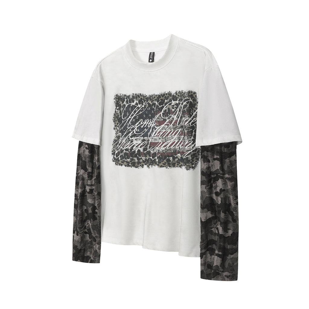 Layered Distressed Washed Long Sleeve Tee