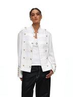 【26s May】Napoleonic Stand Collar Metal Button Lightweight Shirt Jacket