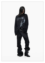 Distressed Punk Guitar Graphic Long Sleeve Tee