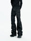 【26s May】Waxed Distressed Zip Panel Straight Denim Pants