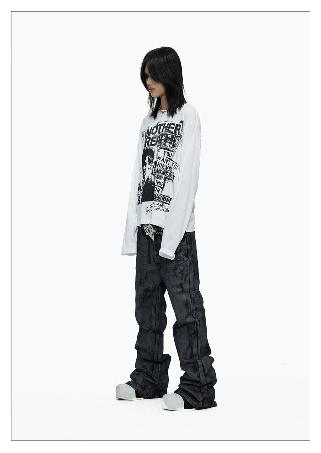 Hand-Waxed Stacked Flared Denim Jeans
