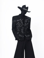 【26s May.】Pearl Embellished Heavy Detail Black Blazer