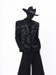 【26s May.】Pearl Embellished Heavy Detail Black Blazer