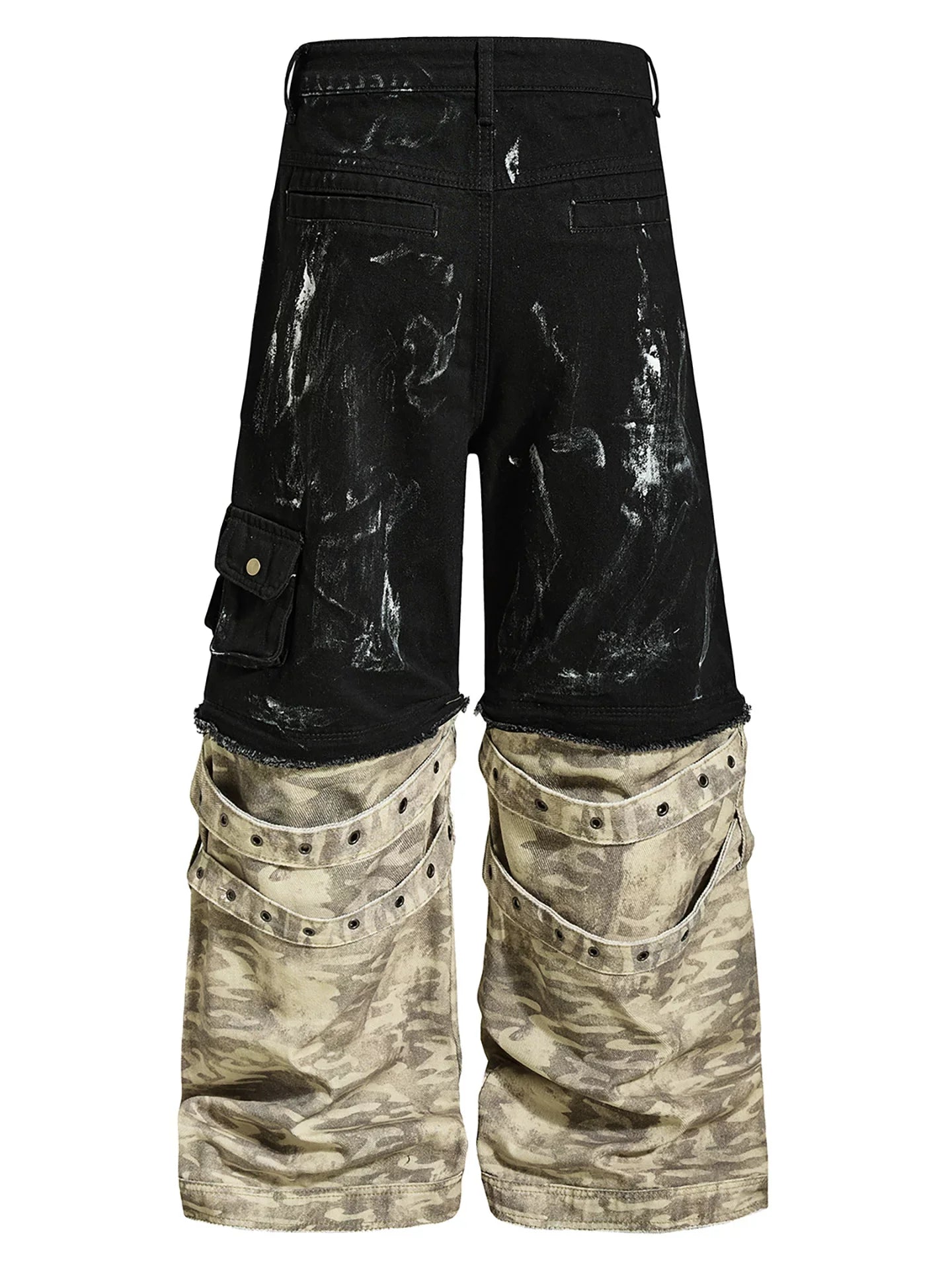 【26s May.】Paint Splatter Patchwork Camo Wide Cargo Pants
