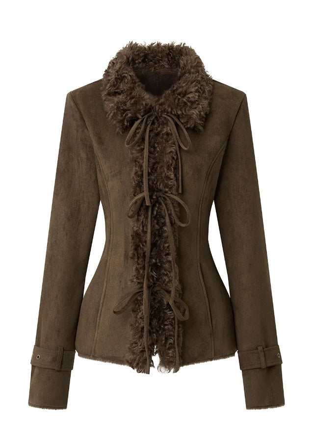 Vintage Fur-Collar Slim Jacket