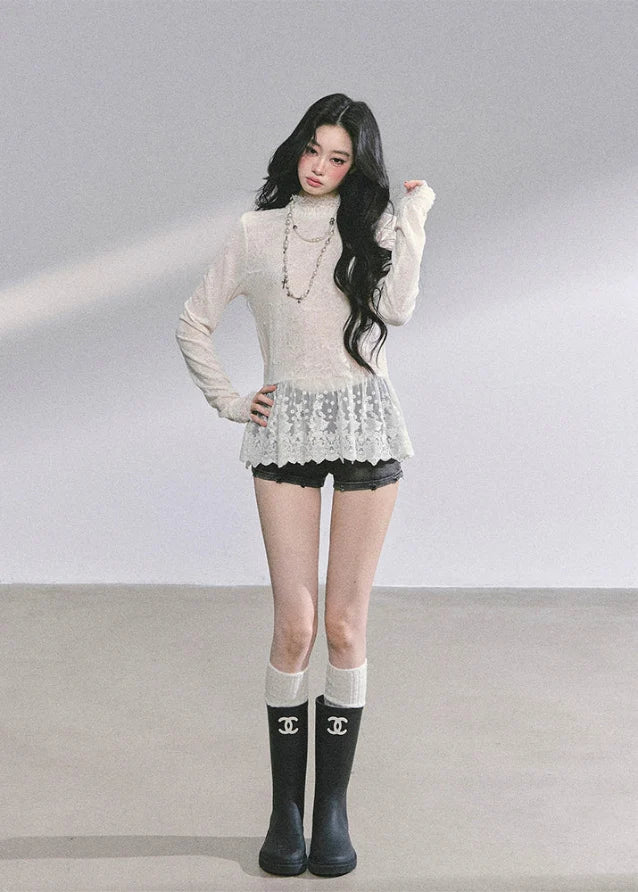 Paris Lace Veil Peplum Tee