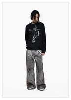 Distressed Punk Guitar Graphic Long Sleeve Tee