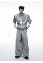 【25s Aug.】Mock Two-Piece Mock Neck Zip Hoodie & Sweatpants Set
