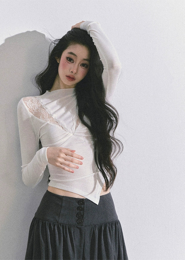 Fleur Irregular Lace Patch Long Sleeve