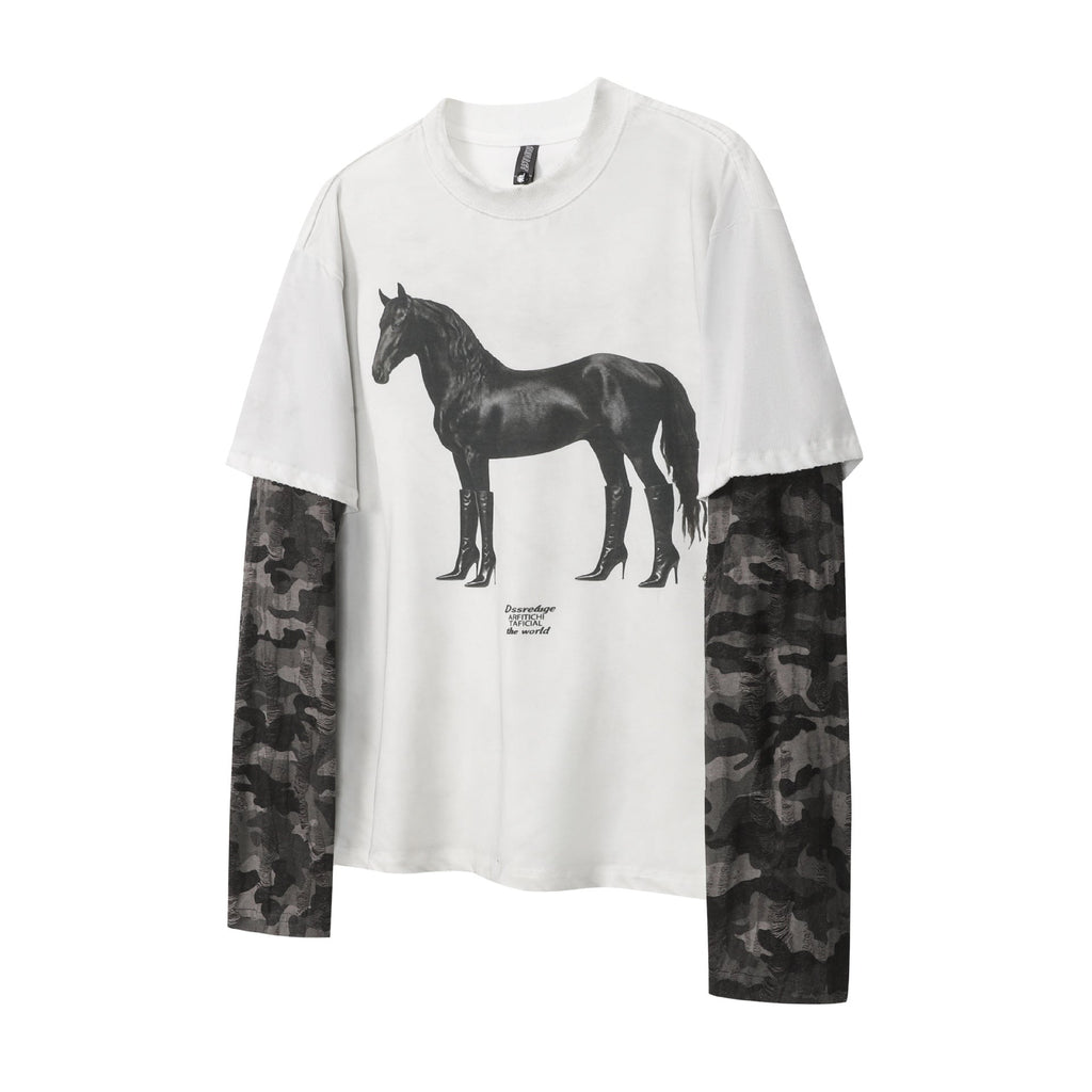 Layered Distressed Washed Long Sleeve Tee