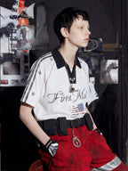 Black White Contrast Football Jersey Tee