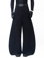 【26s May.】Layered Curved Wide-Leg Black Pants