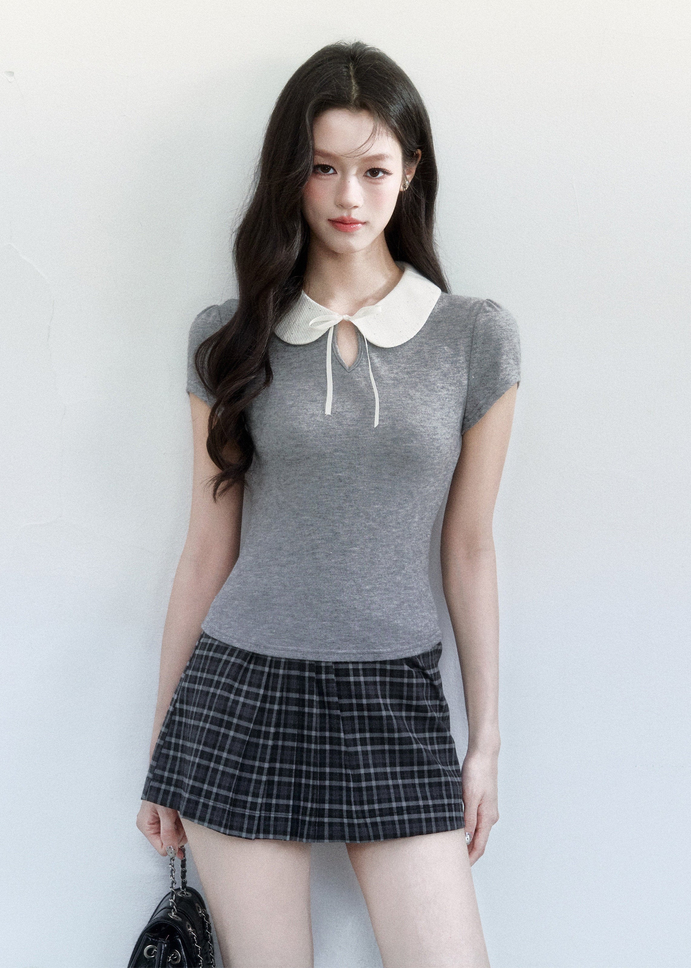 Doll Collar Slim Knit T-Shirt