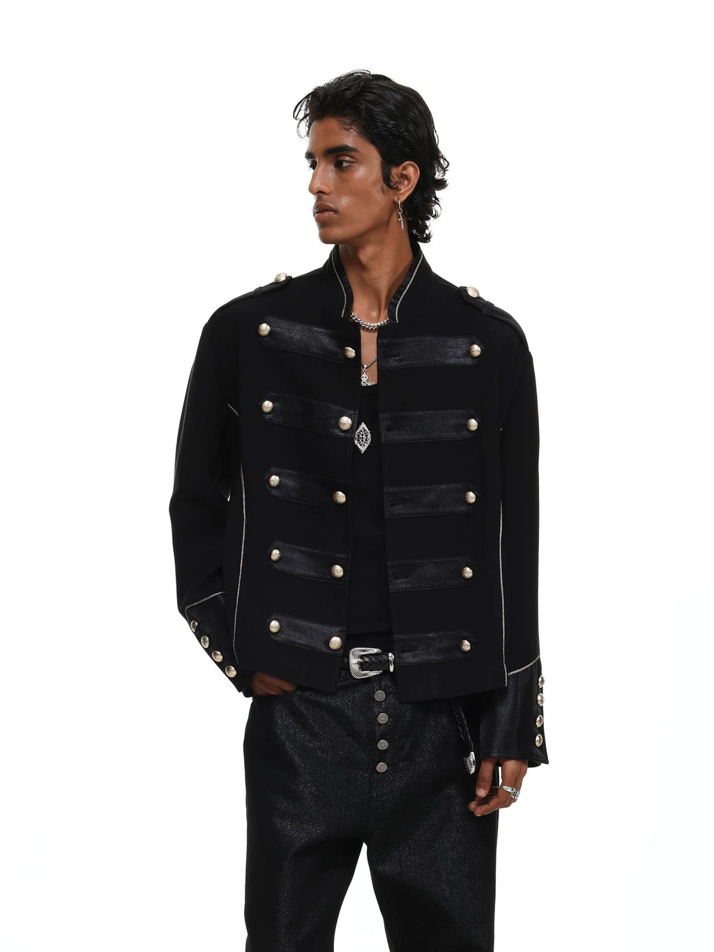 【26s May】Napoleonic Stand Collar Metal Button Lightweight Shirt Jacket