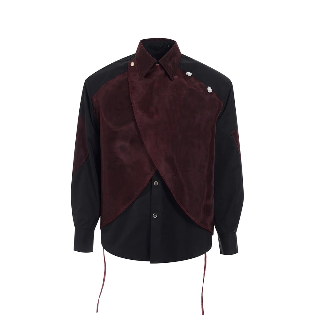 【25s Apr.】Mesh Stitching Shoulder Pad Long Sleeve Shirt