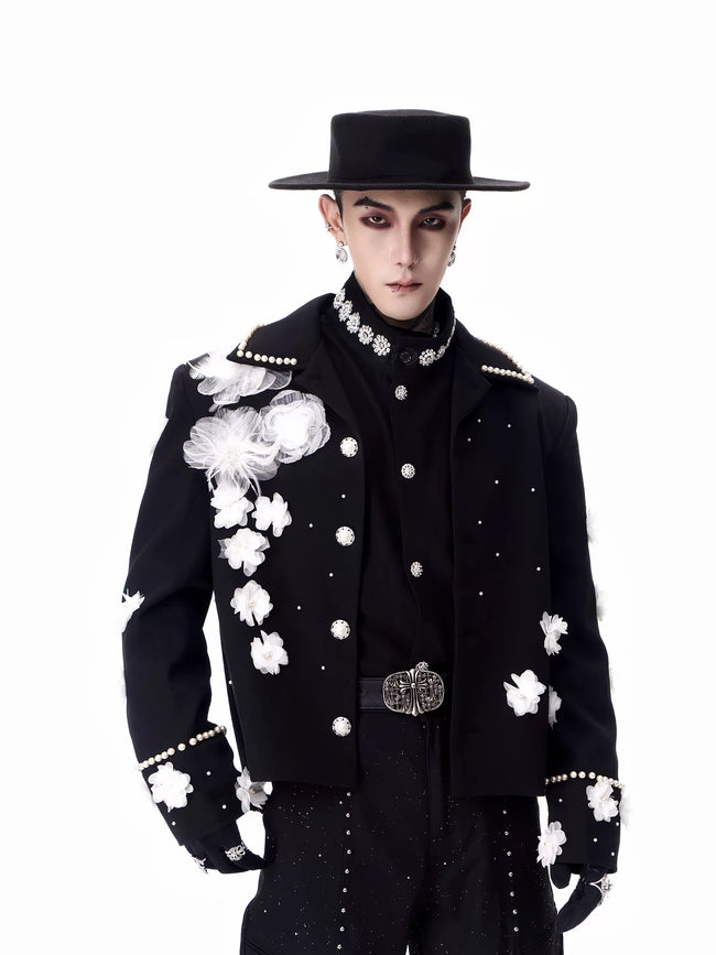 【26s Feb.】Couture 3D Floral Structured Shoulder Cropped Jacket / Pants Hover Image