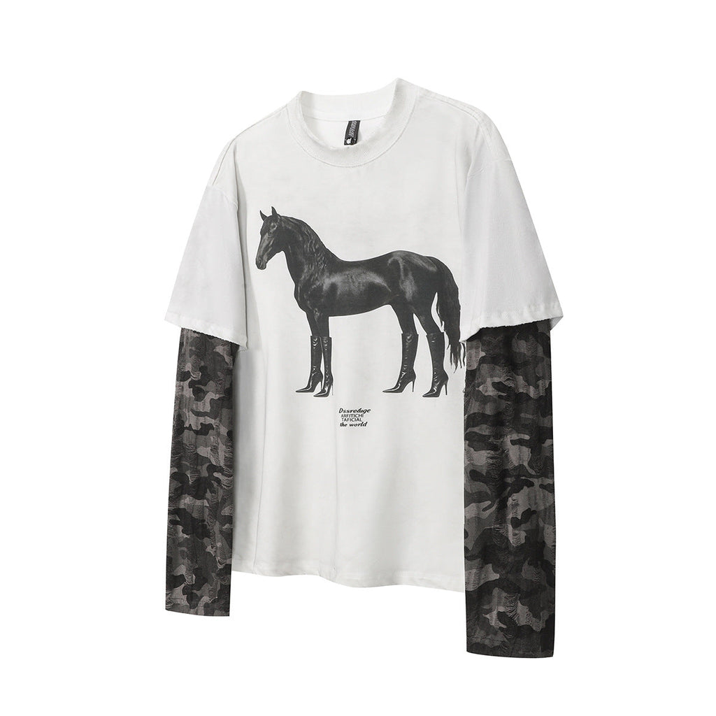 Layered Distressed Washed Long Sleeve Tee