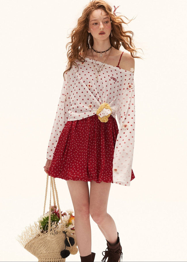 Polka Bloom Sheer Blouse Hover Image