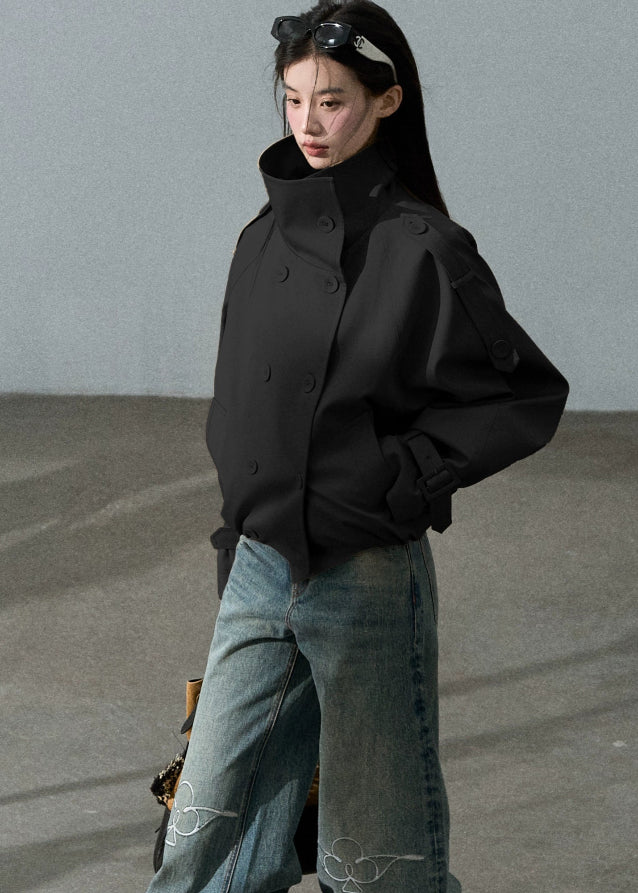 Double-Breasted Cotton Lyocell Jacket  Minimalist Chic Main Image