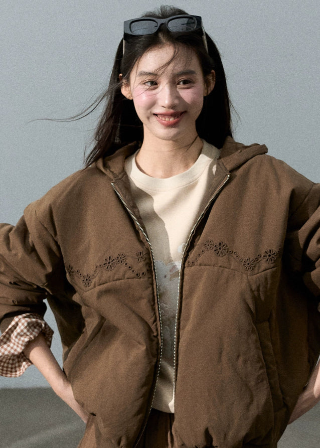 Textured Cotton Sweatshirt Jacket