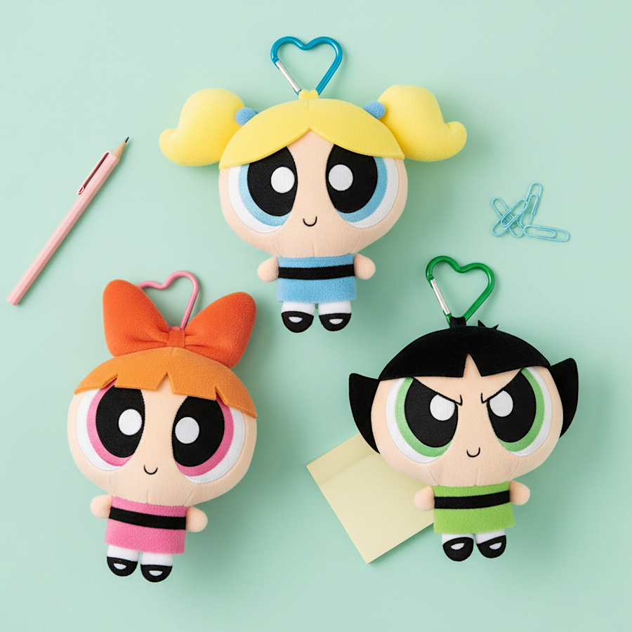 Powerpuff Girls Plush Pouch - Mini Bag with Zip Pocket