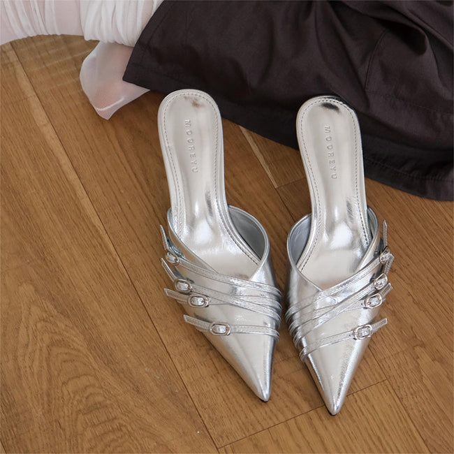 Pointed toe belt buckle sandals Hover Image