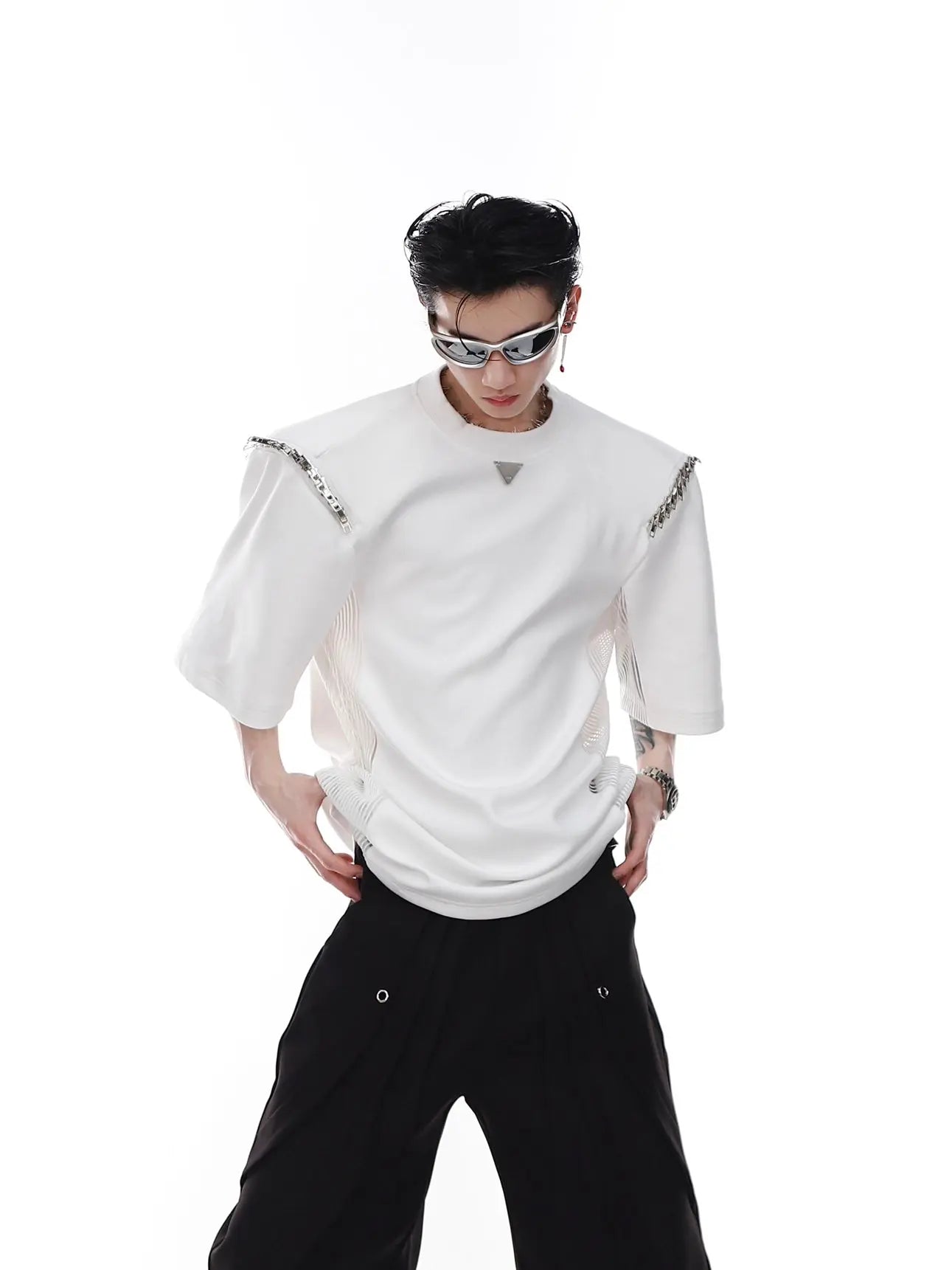 【25s Apr.】Shoulder Pad Multi-zip T-shirt