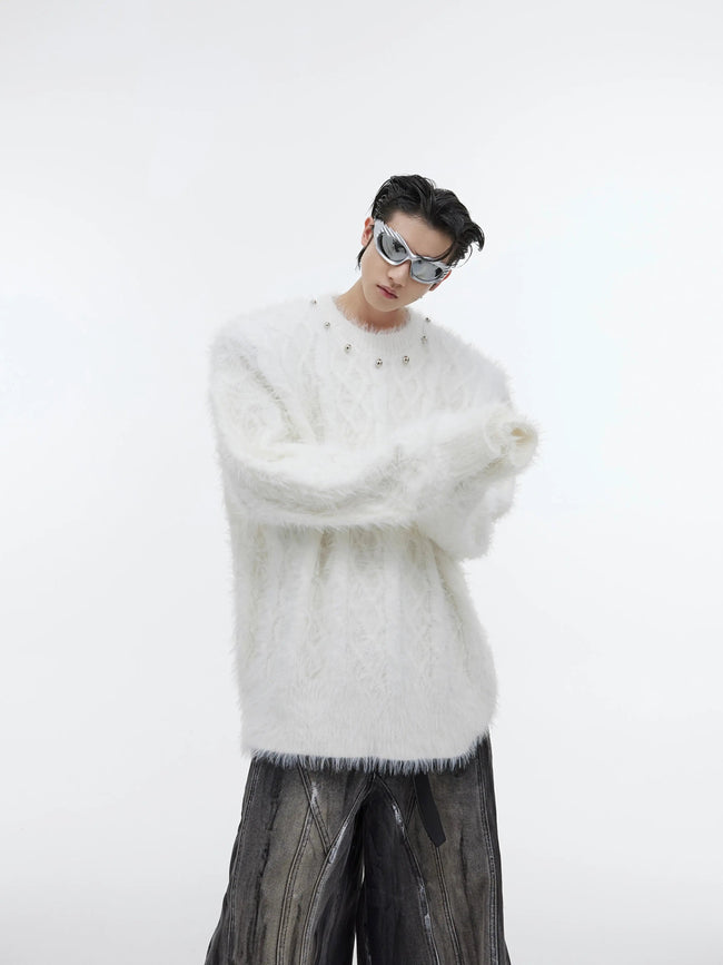 【23s September.】Solid Color Metallic Button Knitted Sweater Main Image