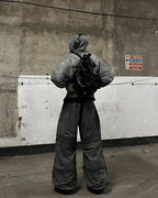 【23s November.】Distressed Mock Two-piece Design Sweatshirt Patchwork Cotton Jacket