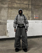 【23s November.】Distressed Mock Two-piece Design Sweatshirt Patchwork Cotton Jacket