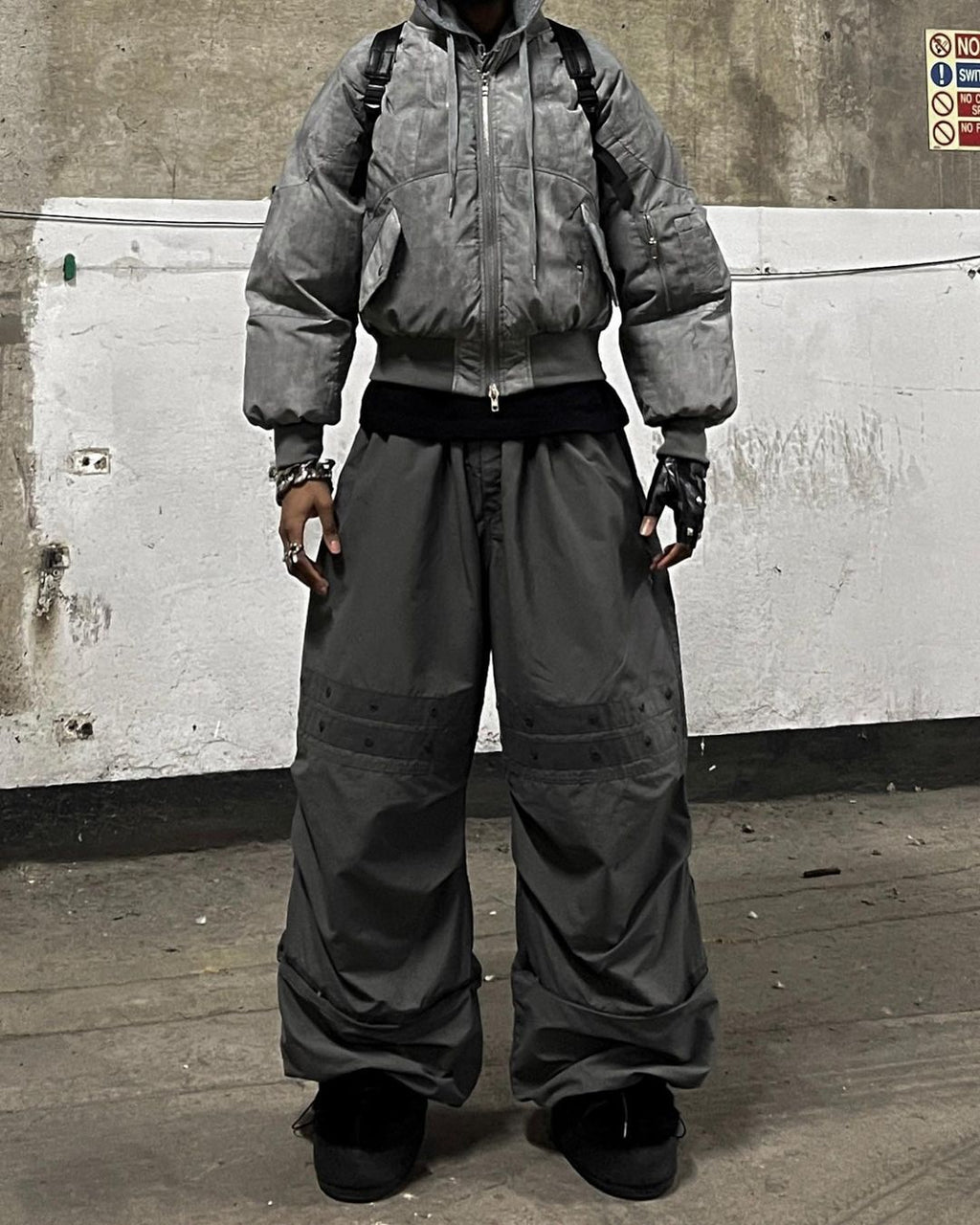 【23s November.】Distressed Mock Two-piece Design Sweatshirt Patchwork Cotton Jacket