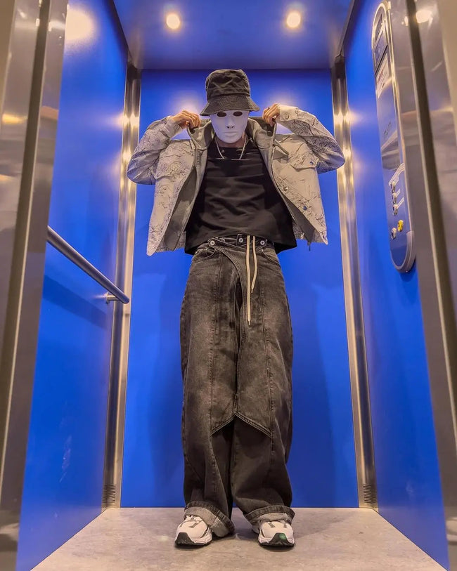 【23s Jun.】Distressed Wide Leg Jeans Hover Image