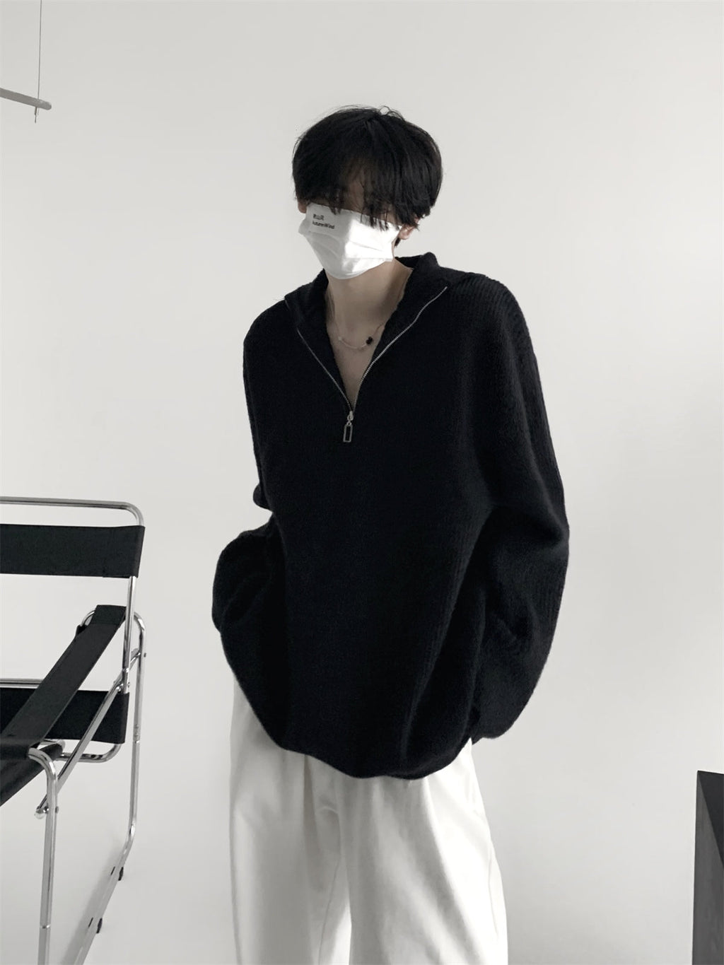 【23s November.】Half-zip Hooded Knitted Sweater