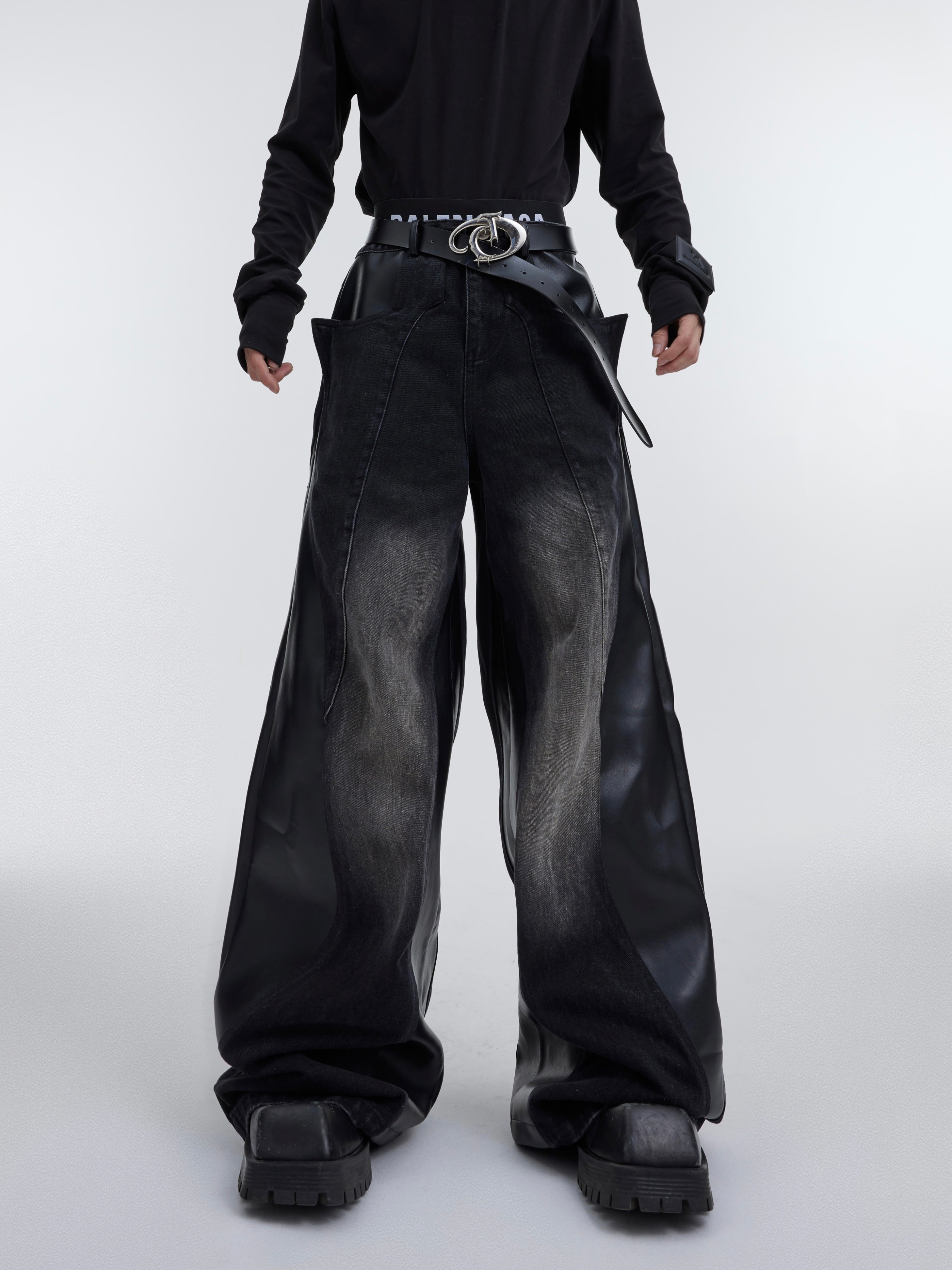 【25s Jul.】Washed Patchwork Contrasting Jeans