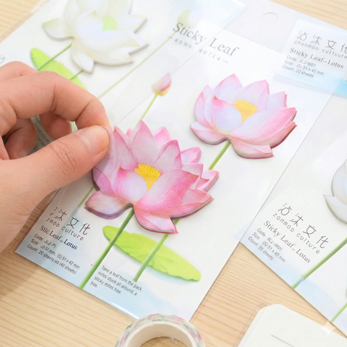 Appree Leaf Sticky Memo Notes - Pink Lotus