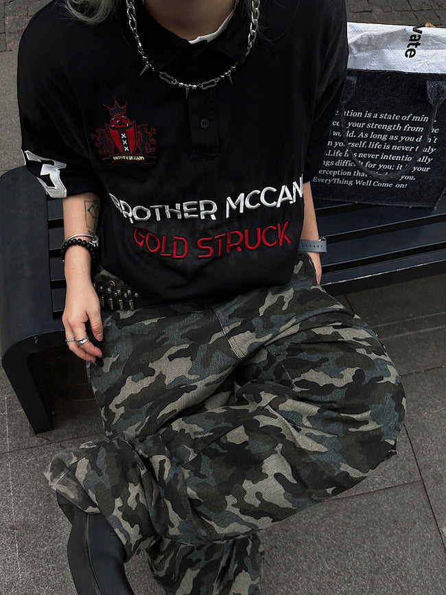 【25s Mar.】American Retro Washed Loose Polo T-Shirt Hover Image