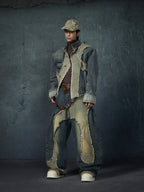 【25s Feb.】Wasteland Style Patchwork Raw Edge Denim Jacket/Pants