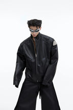 【23s September.】Metallic Logo 3D Deconstructed Leather Jacket