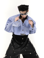 【25s Mar.】PU Patchwork Shoulder Pad Jacket