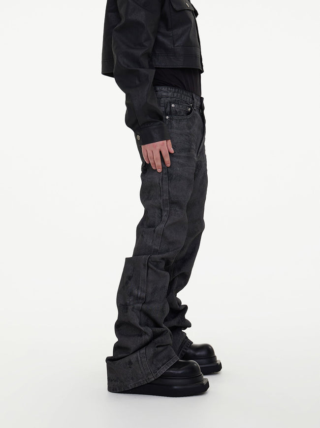 【24s May.】Hand-brushed Wax-coated Slim-fit Stacked Jeans Main Image
