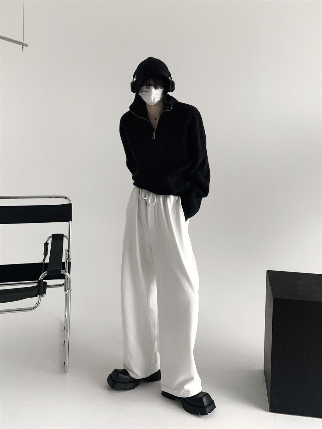【23s November.】Half-zip Hooded Knitted Sweater