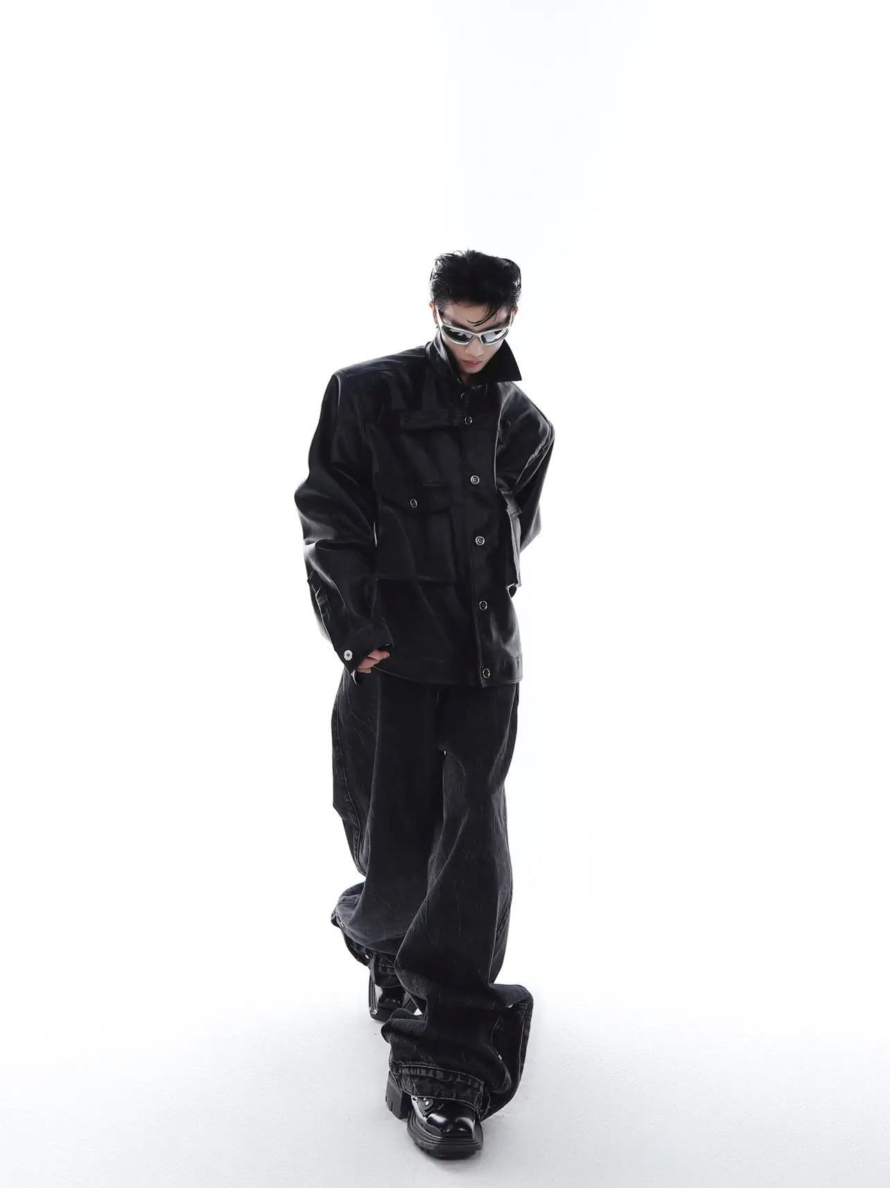 【23s Feb.】Large Pocket High Shoulder Leather Jacket