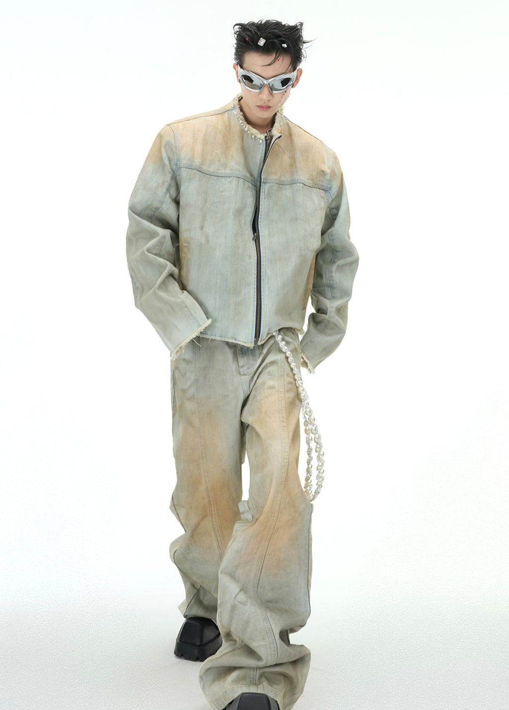 【25s Feb.】Pearl Embellished Vintage Denim Jacket
