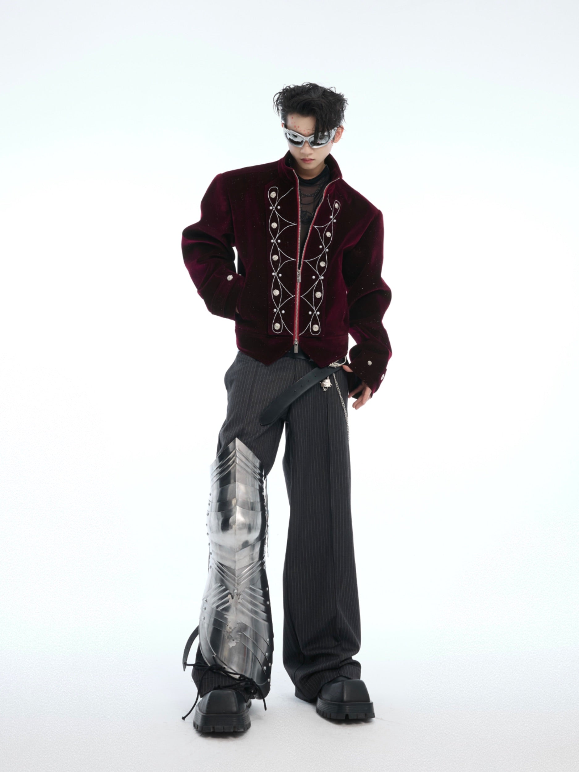 【25s Nov.】Glittery Metal Buttons Stand Collar Jacket