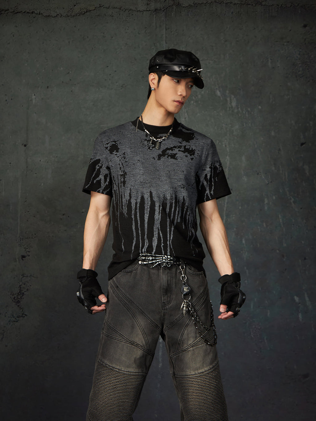 【25s Mar.】High Street Distressed Printed Elastic T-Shirt