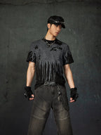 【25s Mar.】High Street Distressed Printed Elastic T-Shirt